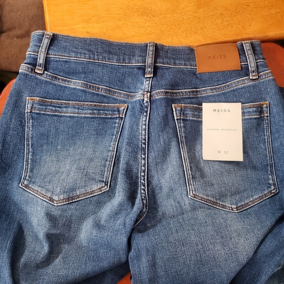 Reiss AMERIA High Rise Wide Leg Palazzo Jeans Petite 30" Waist STRETCH Boho Soft - Picture 6 of 15